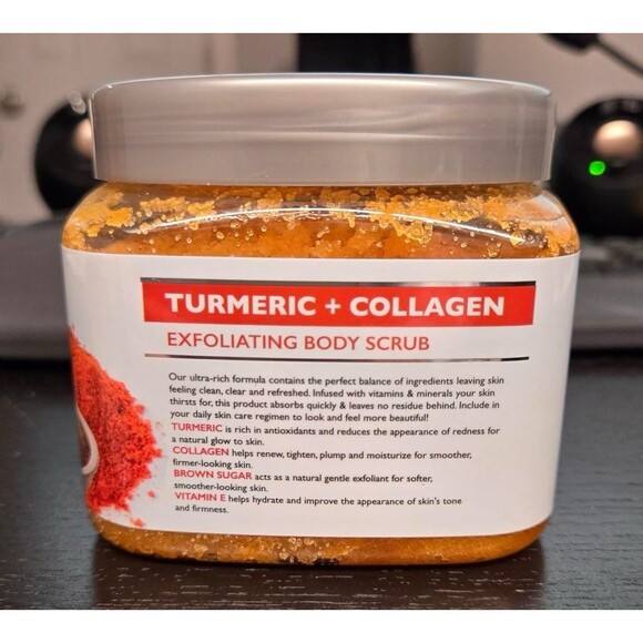 Turmeric + Collagen Exfoliating Body Scrub w/ Brown Sugar & Vitamin E - 21 oz - Picture 4 of 10